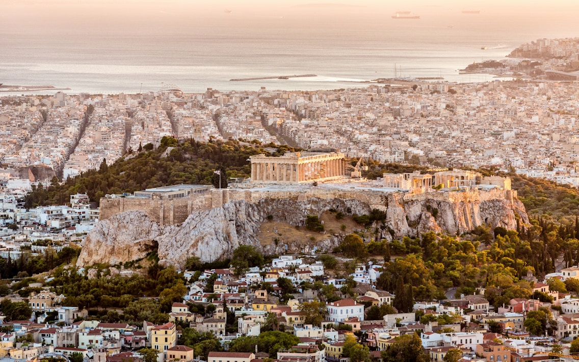Athen bei Sonnenuntergang Athen Griechenland